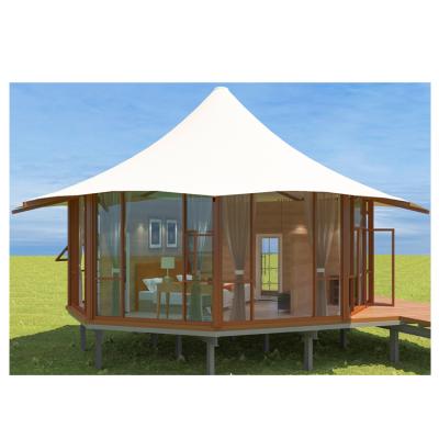 China GT27 59sqm Octagon A-peak UV-resistant family Glamping Safari Tent for meeting place luxury canvas glamping safari tent for sale