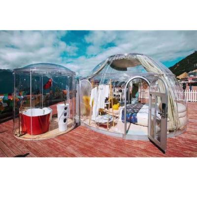 China Tube Type Tent Stake 4m+3m+3m+2m Glamping Tent Luxury Inflatable Bubble Dome Outdoor House / Restaurant Customized Camping Tents For Sale for sale