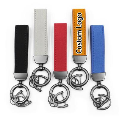 China Custom Metal Pu Leather Keychain Car Brand Gift Business Key Ring for sale