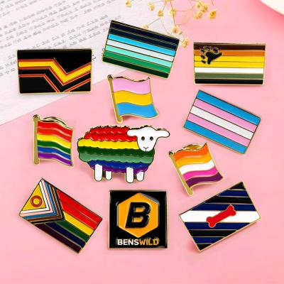 China Rainbow Metal Enamel Pins Company Custom Button Badge Pin 1 Inch for sale