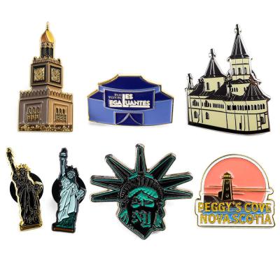 China Hard Soft Enamel Pin Badge Custom American Statue Metal Badge And Button for sale