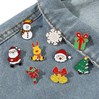 China Christmas Enamel Pin Badges Engraved Metal Name Badge Gifts For Kids for sale