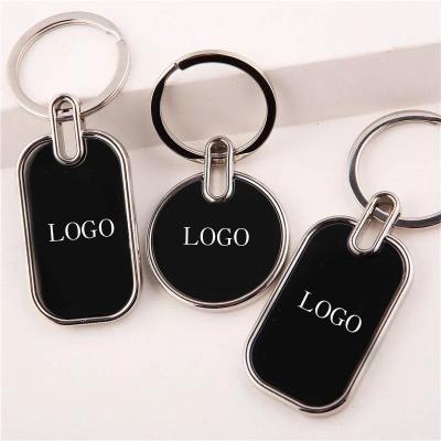 China Customized Plain Metal Keyrings Silver Engravable Key Chains Embossed for sale