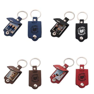 China Sublimation Leather Metal Key Chain Cover with Laser Engraving Logo for sale