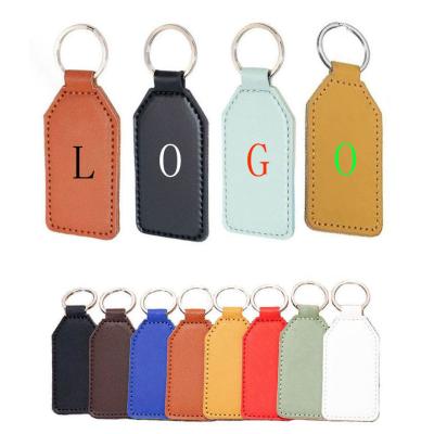 China Double Sided Pu Leather Keychain Printing Engraved Name Keyring for sale