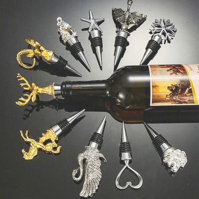 China Animal Head Wine Stopper Custom Logo Zinc Alloy Metal Champagne Stopper for sale