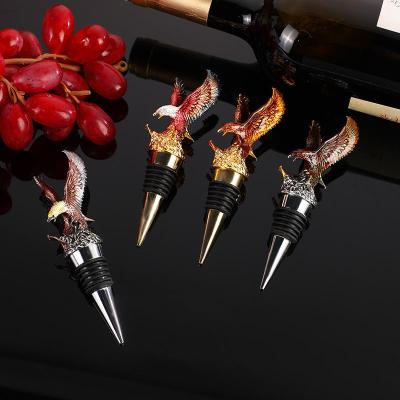 China Animal Head Metal Wine Bottle Stoppers Custom Engraved Enamel Color for sale