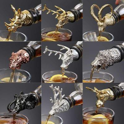 China 3D Animal Head Wine Pourer Stainless Steel 304 Decanter Pourer for sale