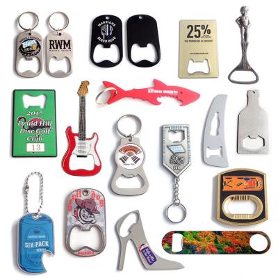 China Custom Beer Bottle Opener Keychain Stainless Steel Card Shape Manual Can Opener for sale