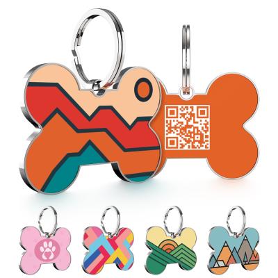 China Custom Stainless Steel Pet Tags Reflective Large with QR Code for sale