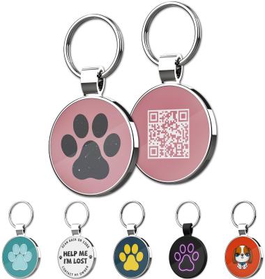 China Engraved Pet Tags Dog ID Tag Ring 2D Easy To Use With QR Code Laser for sale