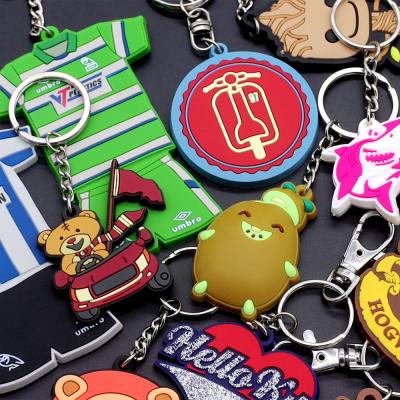 China Custom Soft Pvc Rubber Keychain Silicone Rubber Plastic Key Chains for sale