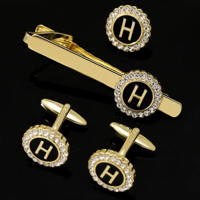 China Custom Made Tie Clips A-Z 26 Letters Capital Initial Cufflinks And Tie Clips For Men for sale