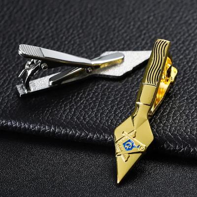 China Gold Silver Plated Soft Enamel Masonic Tie Clips Airplane Tie Clip Engraved Tie Pin for sale