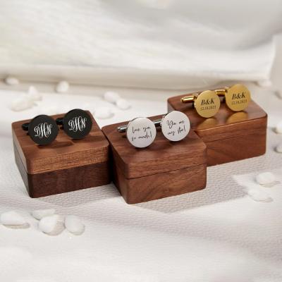 China Initials Engraved Wedding Present Engraved Cufflinks For Groomsmen for sale