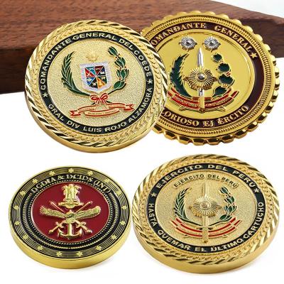 China Zinc Alloy Challenge Coin Custom 2d 3D Gold Double Enamel Logo Souvenir Coin for sale