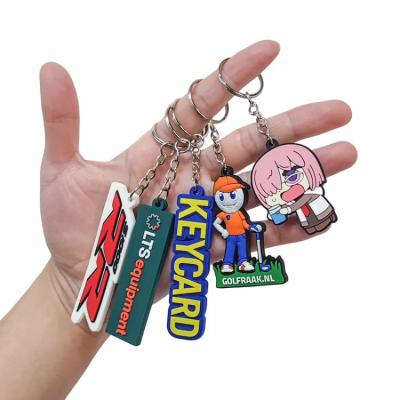 Cina Logo personalizzato stampato a doppio lato 2D Soft Pvc Brand Silicone Key Ring Rubber Keychain in vendita