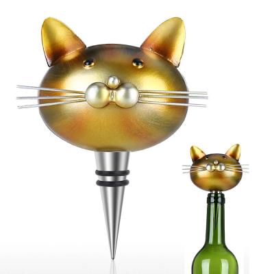 China Cat Animal Head Red Wine Champagne Bottle Stopper Keeping Creative Wine Stopper for sale