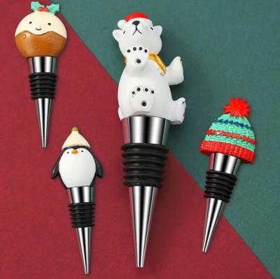 China Custom Metal Wine Stoppers Silicone Rubber Christmas Wine Bottle Stopper for sale