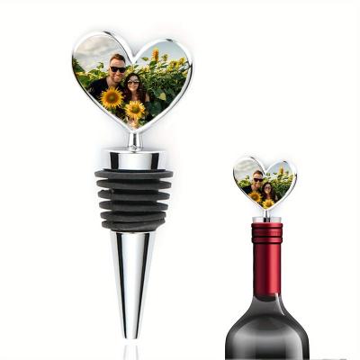 China Custom Photo & Name Wine Stopper Ideal Valentine'S Day Gift With Reusable Silicone Cork for sale