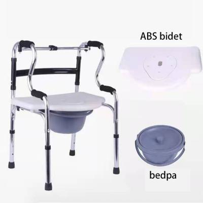 China Commode Elderly Bedpan Foldable Toilet Chair Chair With Drawer Walker Patient Toilet for sale