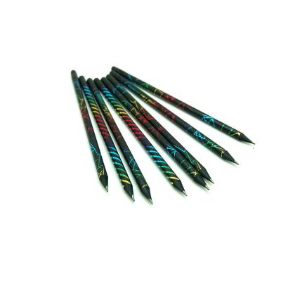 China 100% Eco-friendly Custom HB Wooden Pencil Rainbow Film Black HB Wooden Pencils With Eraser Graphite Pencil for sale