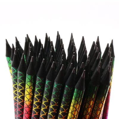 China 100% Eco-friendly Custom Thermal Transfer Film Black Wood Pencil High Quality Graphite Graphite Pencil Bulk for sale