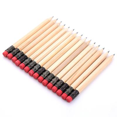 China 100% Eco-friendly Natural Wooden Golf Pencils With Mini Linden Wood HB Pencil Eraser Wholesale 3.5