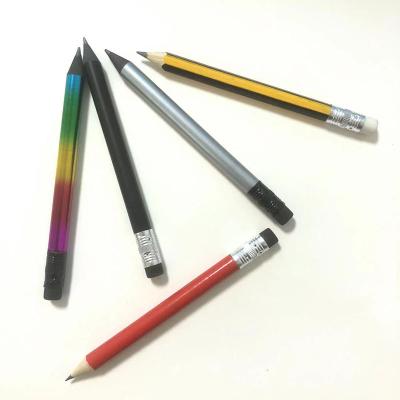 China 100% High Quality Eco-friendly Wholesale Black Promotional Pencil Golf Pencils Wooden With Eraser Natural Mini HB Wooden Pencils for sale