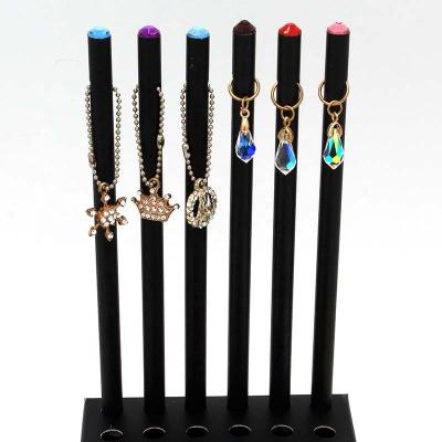 China 100% Luxury Crystal Pencils With Pendant High Quality Pencils Eco-Friendly Custom Black Wooden Pencils Fancy for sale