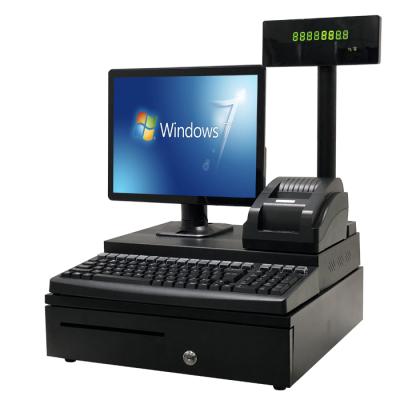 China Cheap Retail Restaurant Hospital 15 Inch Windows POS Machine Supermarket POS System All In One With Printer Cash Drawer for sale