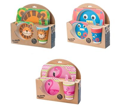 China Healthy Kids Baby Animal Biodegradable Tableware Set Bamboo Set for sale