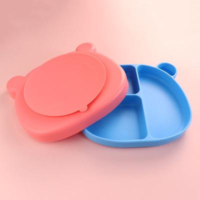 China 100% Sustainable Silicone Dishes For Toddlers Divided Toddler Silicone Dish With Cover With Suction for sale