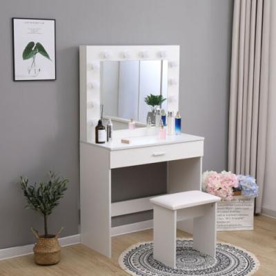 China Adjustable High Quality White Color French Vanity Makeup Table Set (Other) Dressing Table With Stool And Square Mirror for sale