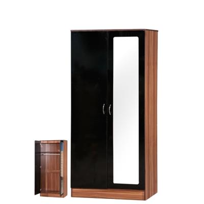 China Two Doors Eco - Friendly Modern Wooden Bedroom Wardrobe Door Designs With Mirror for sale