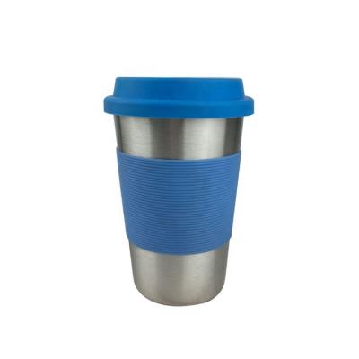 China Viable Single Wall Stainless Steel Pint Tumbler With Silicone Lid And Band for sale