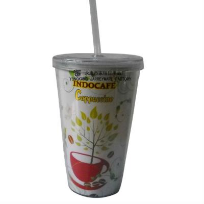 China Creative Promotional Gift Props Double Wall Customized Plastic Ice Tumbler Viable With Straw for sale