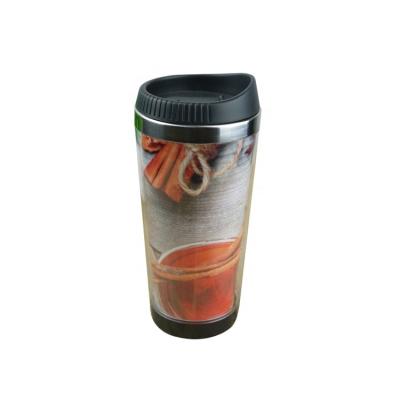 China Sustainable Customized Double Wall Travel Mug With Photo Insert for sale