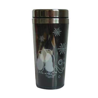 China Viable Hot Sales Promotional Double Wall Stainless Steel Plastic Travel Mug Tumbler With Glitter 16OZ Paper Insert for sale