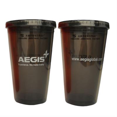 China Sustainable Hot Sale Eco Friendly Portable Reusable Double Wall Clear Plastic Cups With Straws for sale