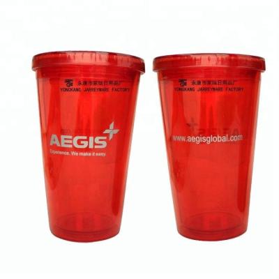 China Sustainable Double Wall Plastic Cups With Straw for sale