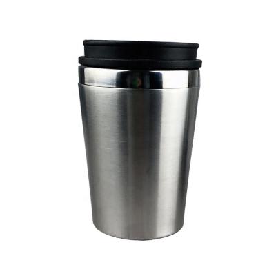 China 300ML Customized Sustainable Double Wall Stainless Steel Coffee Mug Eco-friendly With Plastic Lid for sale