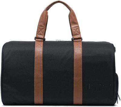 China Free Sample New Lightweight Duffel Bag, Black Tan Synthetic Leather, Classic 42.5L for sale