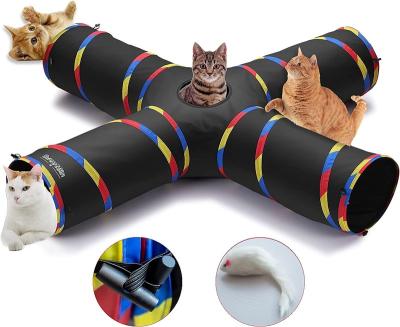 China Sustainable 4 Way Diameter 47 Inch Longer Cat Tunnel Toy Bell Ball for Pet Play Puppy Kitten Rabbit for sale