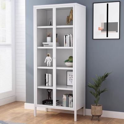 China (Height)Adjustable Metal Home Bookcase With Glass Doors Models 2 Glass Doors Bookcase Cabinet for sale