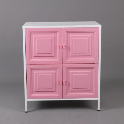 China STEELITE Color Metal Frame PP Doors Modern Pink Baby Kids Clothes Closet Wardrobes for sale