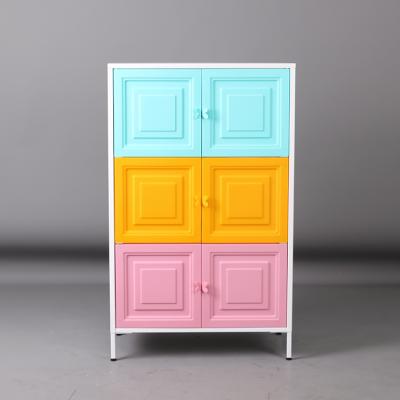 China Cartoon Modern Colorful Steel Design Wardrobe Baby Locker Kids Steel Wardrobe for sale