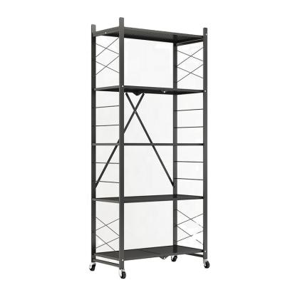 China Hot Selling Bathroom Living Room Display Stand Metal Folding 5-Tier Rack Steel Racks Home Storage Shelf for sale