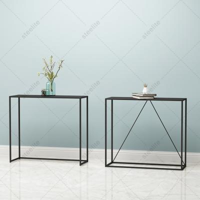 China Knock Down Home Furniture Black Table Modern Single Shelf Metal Console Table for sale