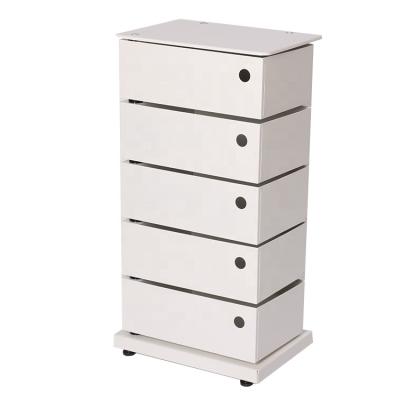 China FLIP UP White Concise Metal End Cabinet 5 Drawer Rotating File Storage Cabinet for sale